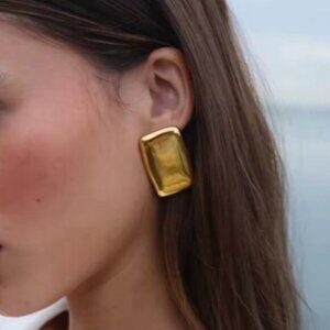 New! Anthropologie Gold Geometric Post Earrings NWOT